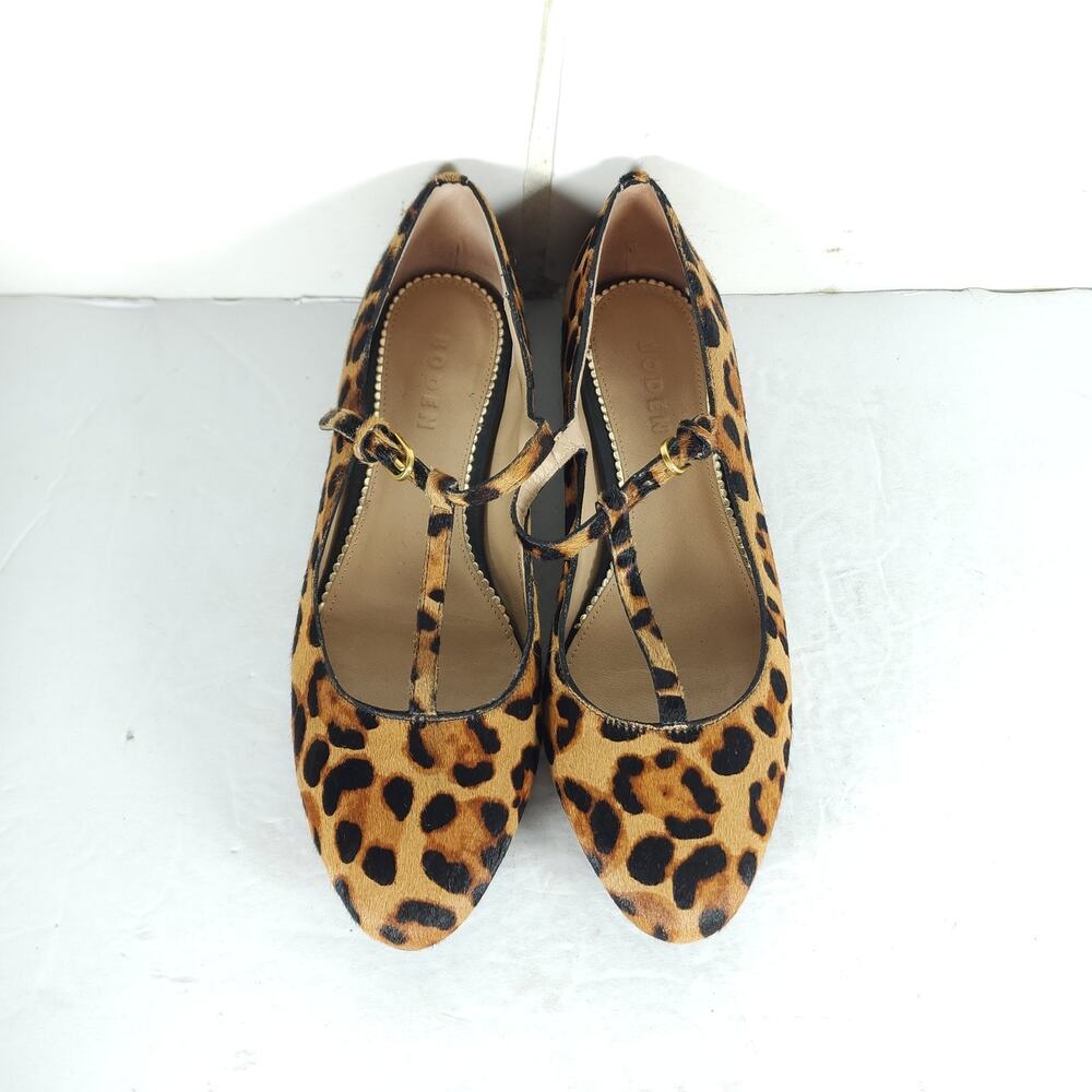 Boden Women's US8 Cowhide Hair Leopard print T Bar Pointed Toe Mary-jane Flats - Picture 4 of 15